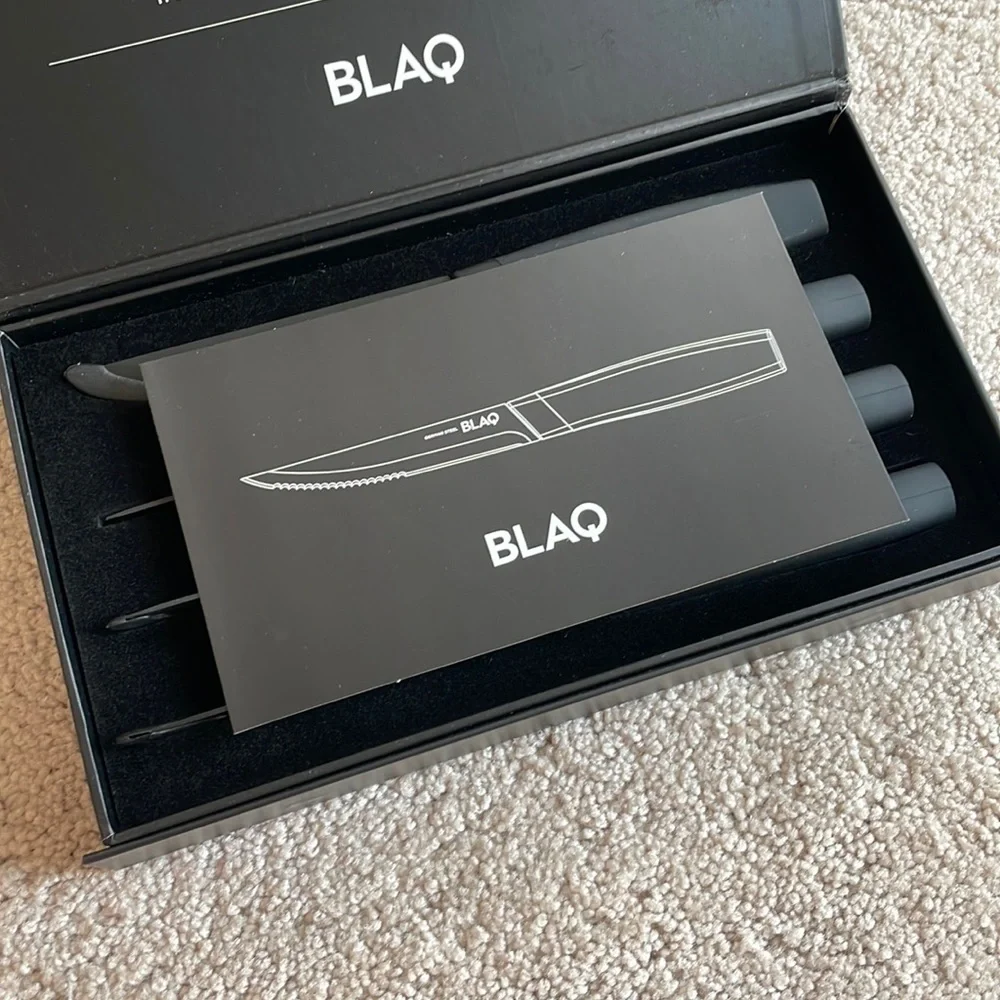 Brand New Blaq Set of 4 German Stainless Steel Serrated Steak Knives Matte Black